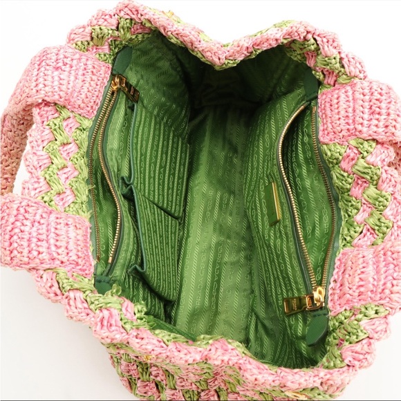 Prada Canapa Tote in Two-Tone Raffia Crochet - Picture 5 of 7